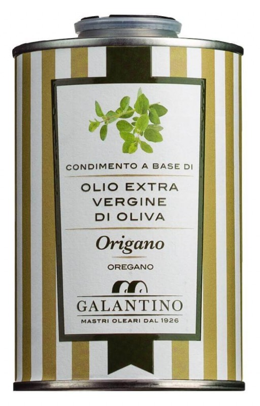 Olio extra vergine di oliva e origano, Natives Olivenöl extra mit Oregano, Galantino - 250 ml - Dose