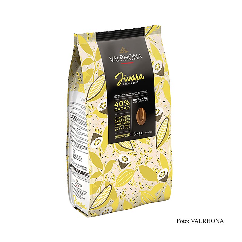 Valrhona Jivara Lactee Grand Cru, couverture au lait entier sous forme de callets, 40% de cacao - 3kg - sac