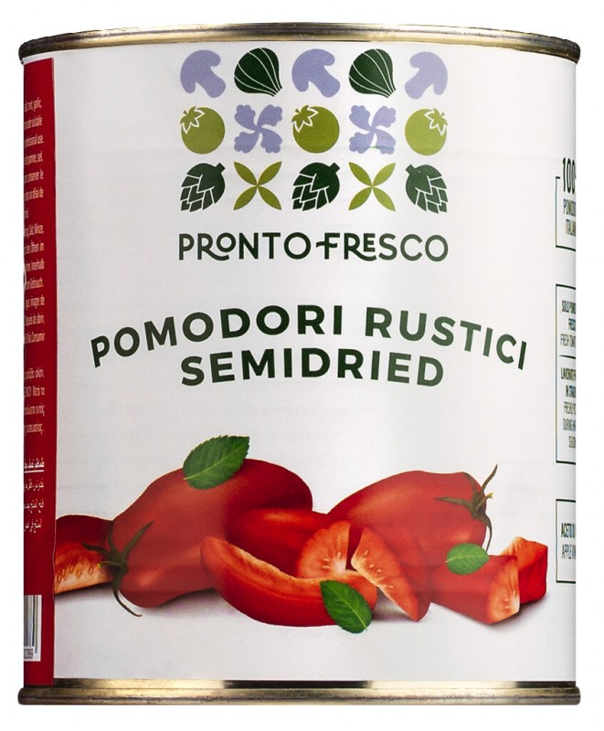 Pomodori rustici, semi-dried tomatoes in oil, greci, prontofresco - 780 g - can