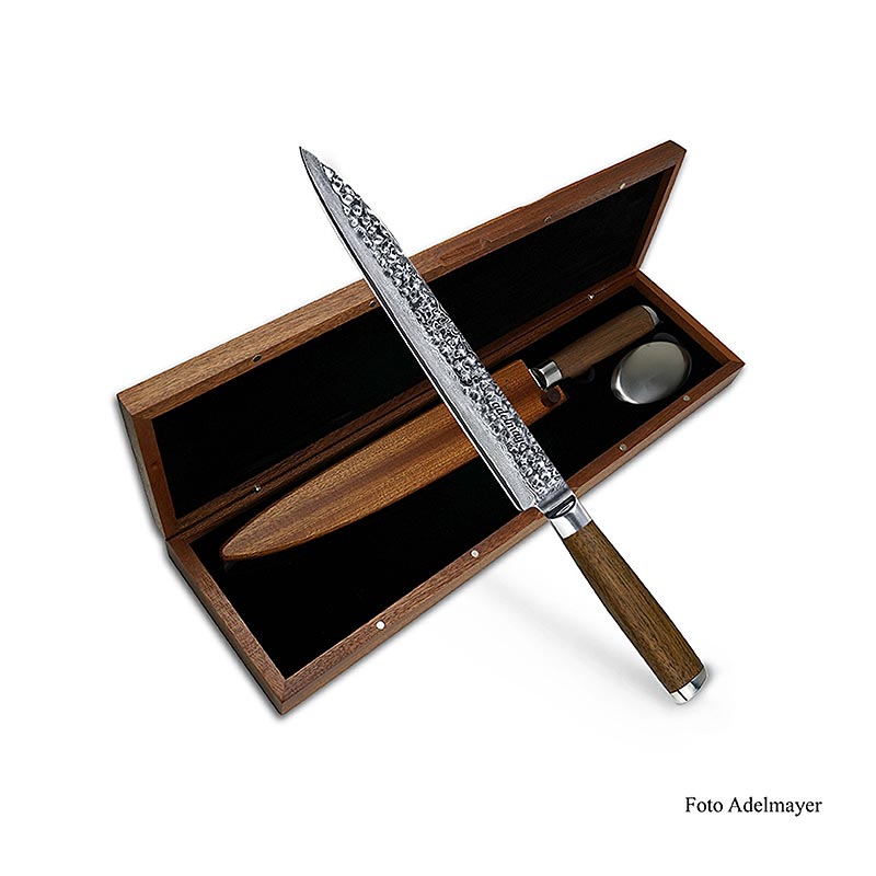 Couteau à filet damasse, 24,5 cm, adelmayer® - 1 pièce - boite en bois