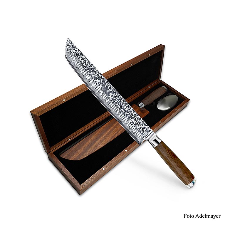 Couteau à poitrine damasse, 26 cm, adelmayer® - 1 pièce - boite en bois