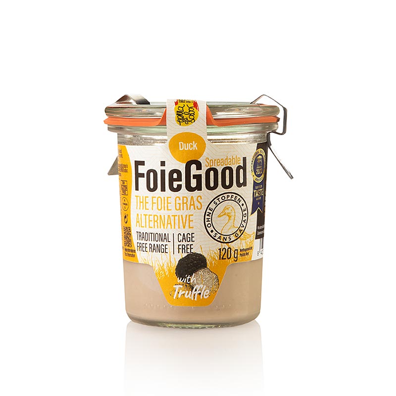 Entenleber, (ohne Stopfen) Aufstrich mit Trüffel, FoieGood - 120 g - Glas