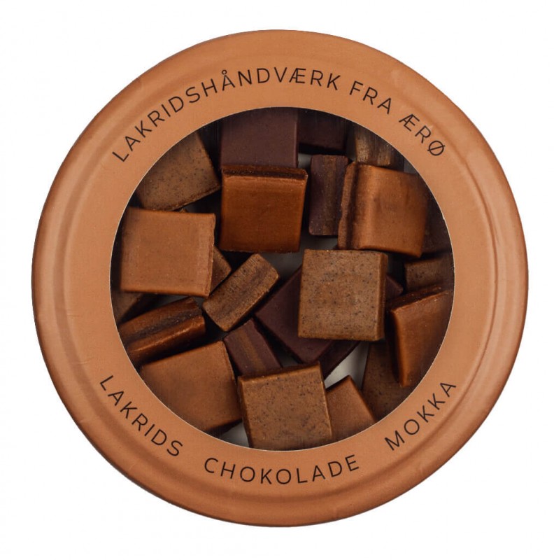 Lakrids Konfekt Lakrids, chocolade, mokka, lekkernijen met zoethout, chocolade en koffie, Hattesens Konfektfabrik - 125g - inpakken