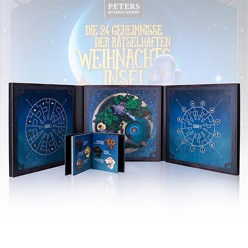 Adventskalender Weihnachtsinsel, mit Precaree, mit Alkohol, Peters - 255 g - Karton