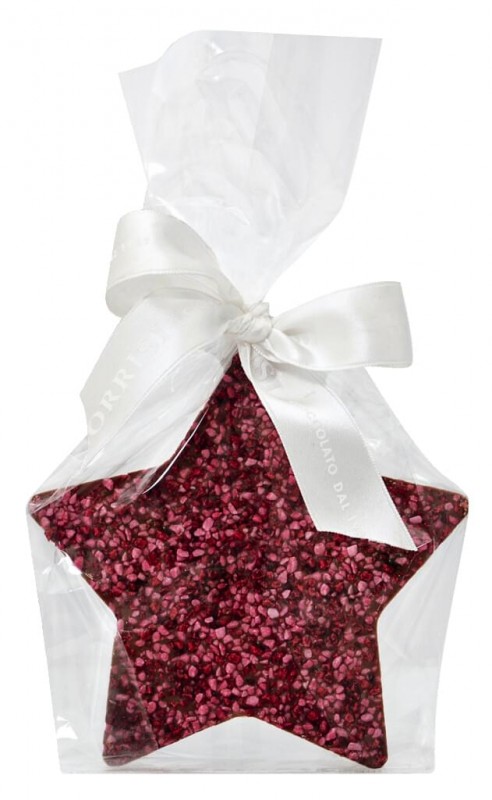 Stella al latte con croccante al gusto lampone, whole milk chocolate with crunchy raspberry flavor, Boella + Sorrisi - 6 x 100g - Cardboard Stella al latte con croccante al gusto lampone, whole milk chocolate with crunchy raspberry flavor, Boella + Sorrisi - 6 x 100g - Cardboard