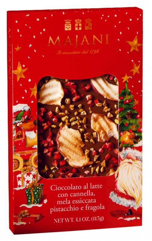 Le Golose Natale, Winterliche Vollmilchschokolade, Majani - 115 g - Stück