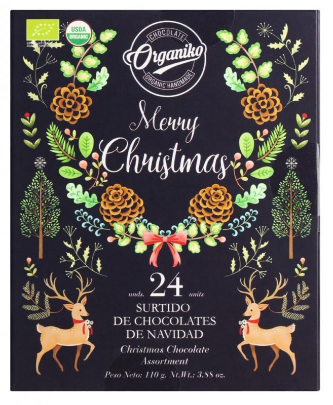 Christmas Chocolate Assortment, Bio, Schokoladenmischung aromatisiert, Bio, Chocolate Orgániko - 110 g - Packung