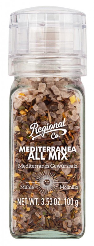 Melange tout mediterraneen, sel d`epices, moulin, societe regionale - 100g - Morceau
