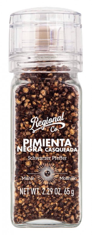 Gebarsten zwarte peper, zwarte peper, molen, regionale co - 65g - Deel