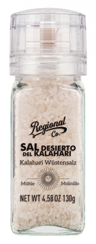 Kalahari salt, havsalt fra Kalahari-Ørkenen, mØlle, Regional Co - 130 g - Stykke