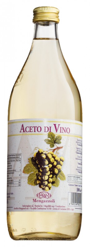 Aceto di vino bianco, vinaigre de vin blanc, Mengazzoli - 1000 ml - bouteille
