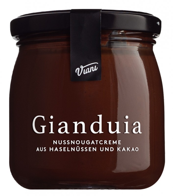 Crema di nocciola Gianduia MØrk, mØrk hasselnØddecreme med kakao, Viani - 200 g - Glas