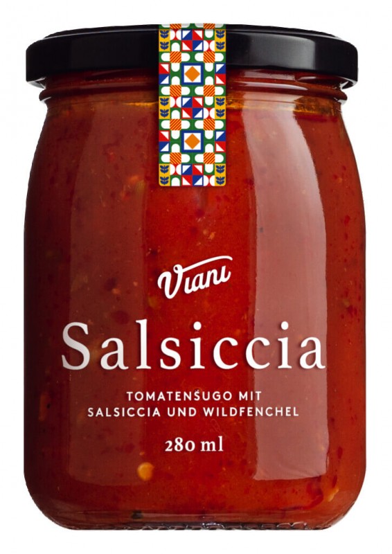 Sugo Salsiccia e Finocchio, tomatensaus met varkensworst en venkel, Viani - 280 ml - Glas