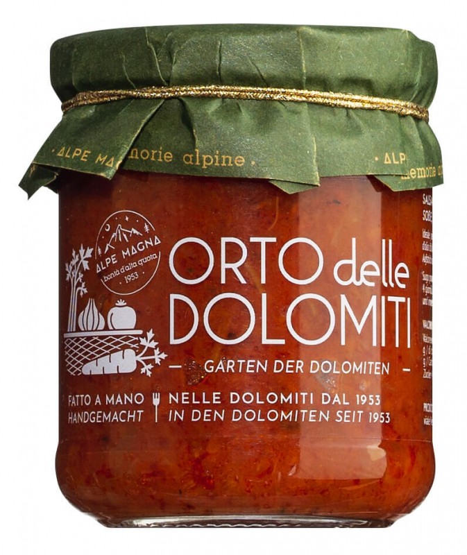 Orto delle Dolomiti, farmer`s sauce with vegetables, Alpe Magna - 190g - Glass