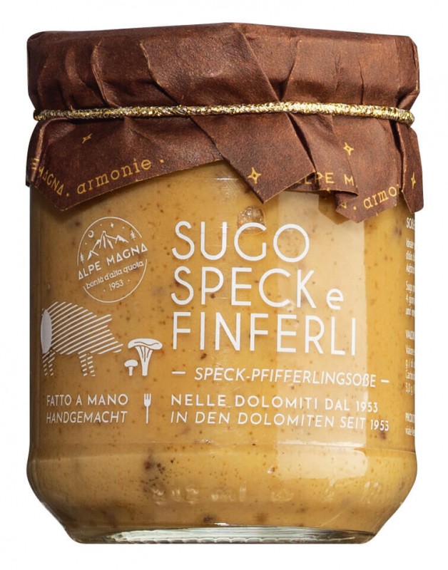 Sugo speck e finferli, sauce aux lardons et girolles, Alpe Magna - 190g - Verre