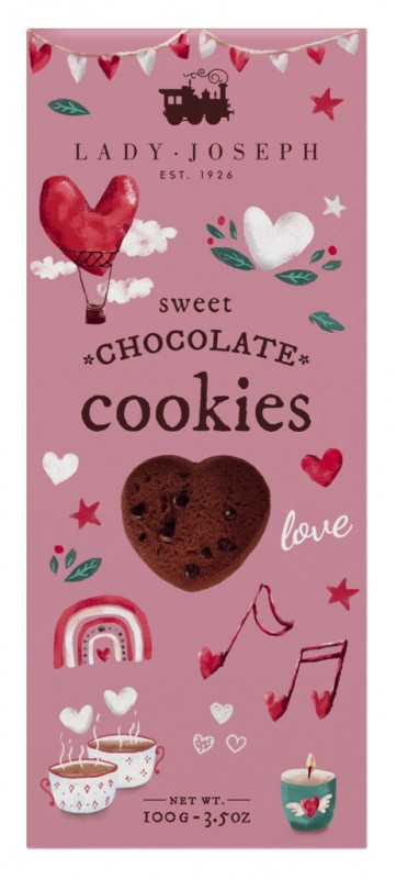 Sweet Love Cookies, patisseries aux eclats de cacao, vegan, Lady Joseph - 100g - paquet