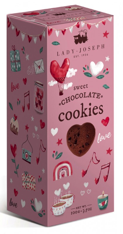 Sweet Love Cookies, kager med kakaonibs, vegansk, Lady Joseph - 100 g - pakke