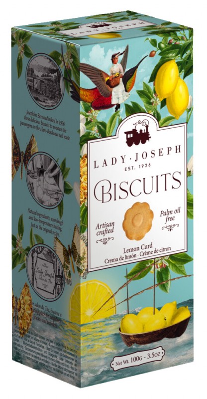 Lemon Curd Biscuit, gebakje met citroengestremde melk, Lady Joseph - 100 gr - pak