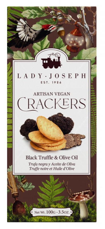 Black Truffle Crackers, kager med sort trØffel, Lady Joseph - 100 g - pakke