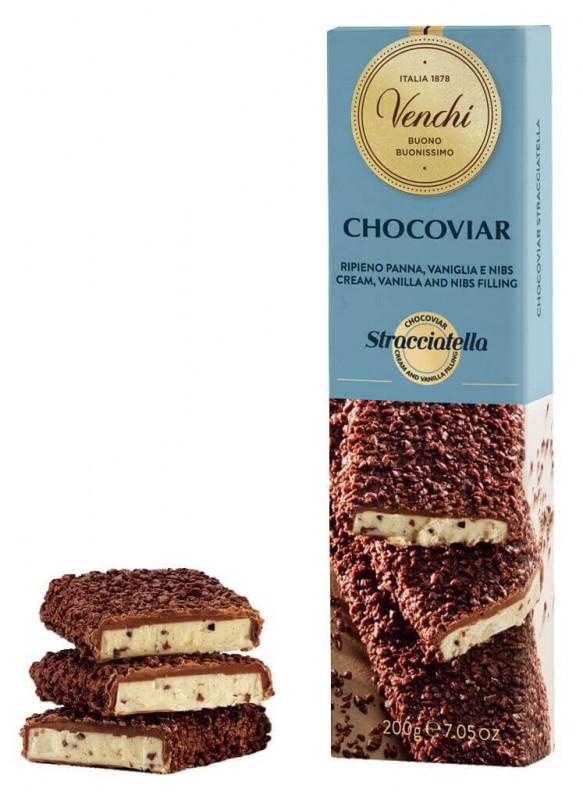 Chocoviar Stracciatella Soft Reep, melkchocolade met crèmevulling, Venchi - 200 gr - Deel