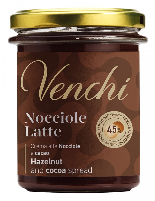 Tartinade aux Noisettes, crème au chocolat aux noisettes, Venchi - 200 g - Verre