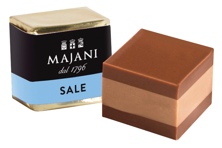 Cremino al Sale marino, layered praline. m. hazelnut cocoa cream and sea salt, Majani - 1,013g - display