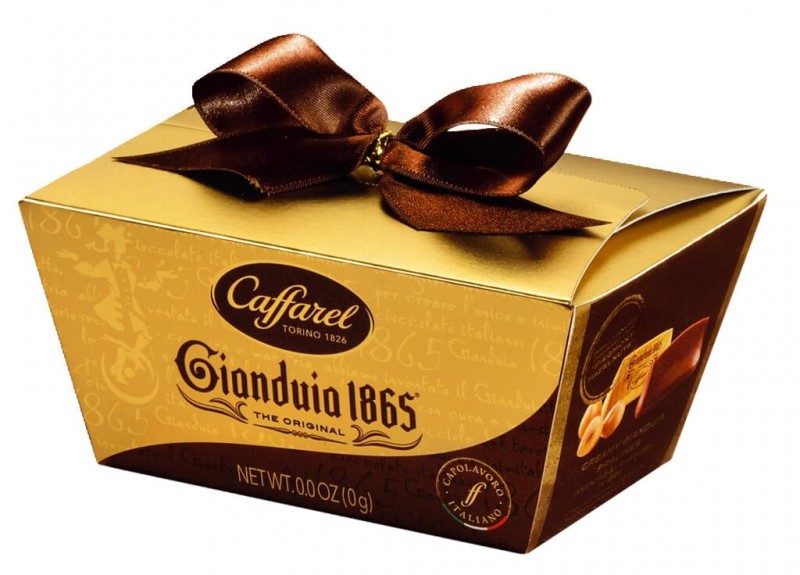 Gianduia Mini Tray With Bow, Haselnuss-Nougat-Pralinen, Geschenkpackung, Caffarel - 120 g - Packung