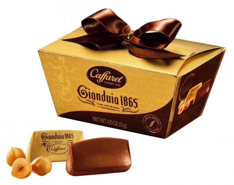 Gianduia Mini Tray With Bow, Haselnuss-Nougat-Pralinen, Geschenkpackung, Caffarel - 120 g - Packung