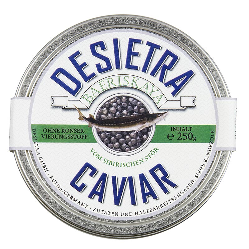 Caviar Desietra Baeriskaya (baerii), aquicultura, sem conservantes - 250g - pode