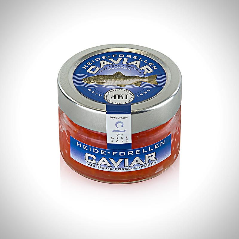 Kaviar ikan trout, oranye keemasan - 100 gram - Kaca