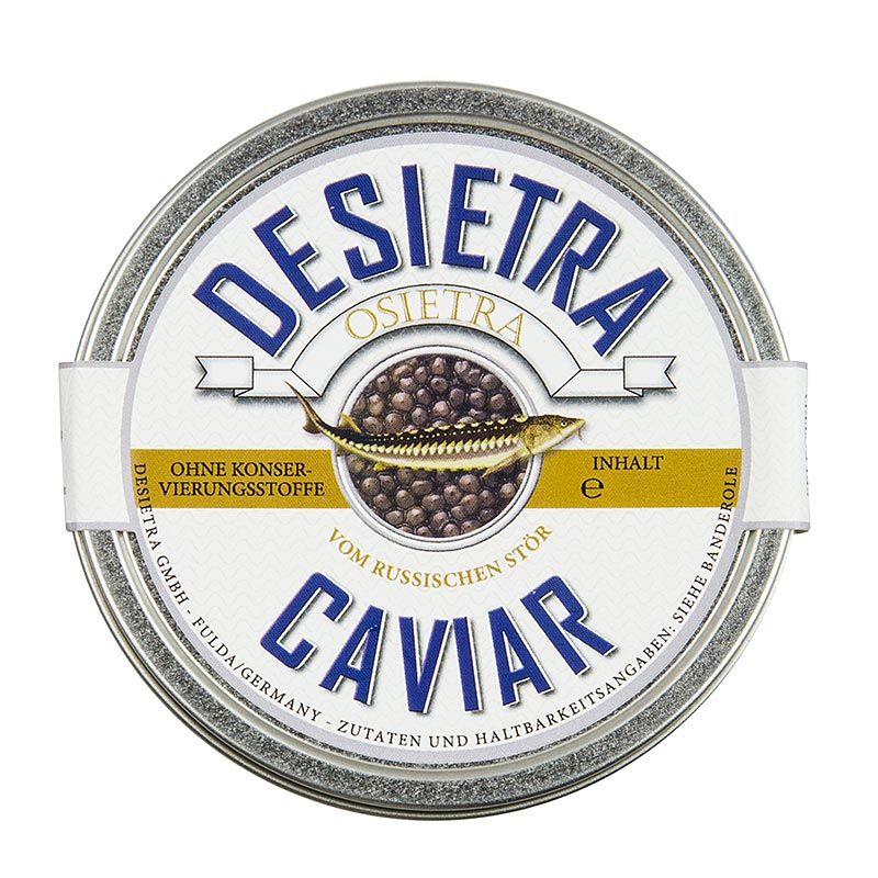 Caviale Desietra Osietra (gueldenstaedtii), acquacoltura, senza conservanti - 50 g - Potere