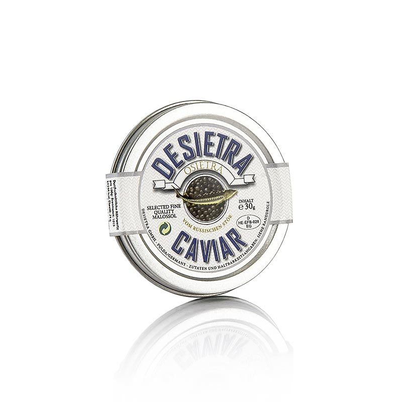 Desietra Osietra Caviar Acipenser gueldenstaedtii, Acquacoltura Germania - 30 g - Potere