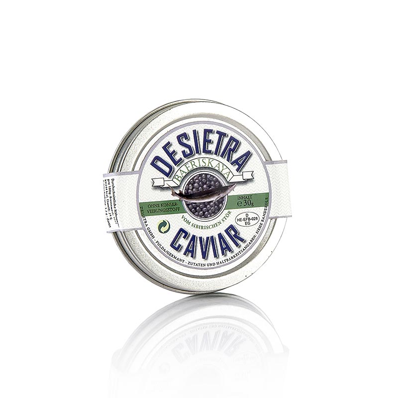 Caviar Desietra Baeriskaya (baerii), acuicultura, sin conservantes - 30g - poder