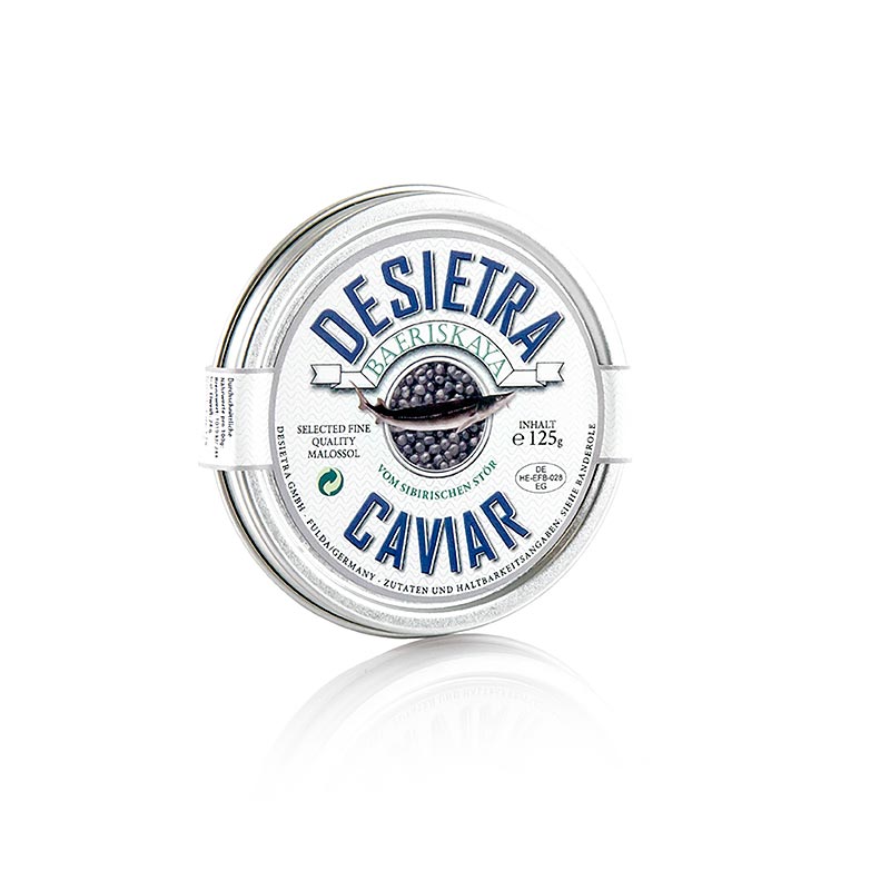 Caviar Desietra Baeriskaya (Acipenser baerii), aquicultura Alemanha - 125g - pode
