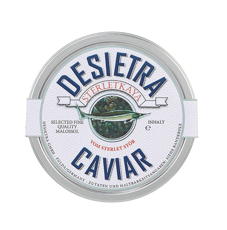 Caviar Desietra Sterletkaya de Sterlet Sturgeon, Aquicultura Alemanha - 50g - pode