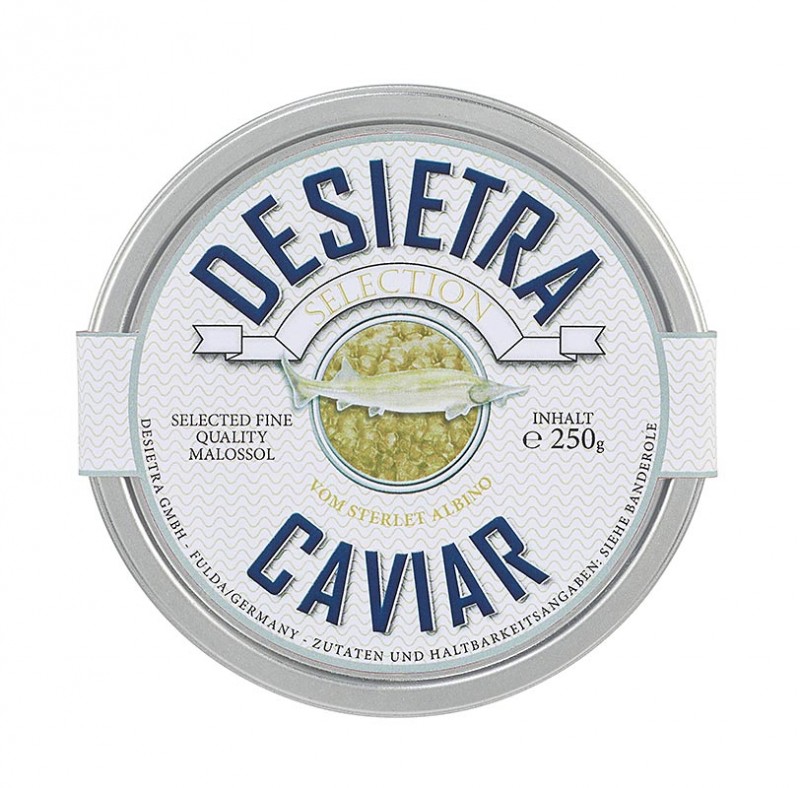 Kaviar Seleksi Desietra dari albino sterlet, Aquaculture Jerman - 50 gram - Bisa