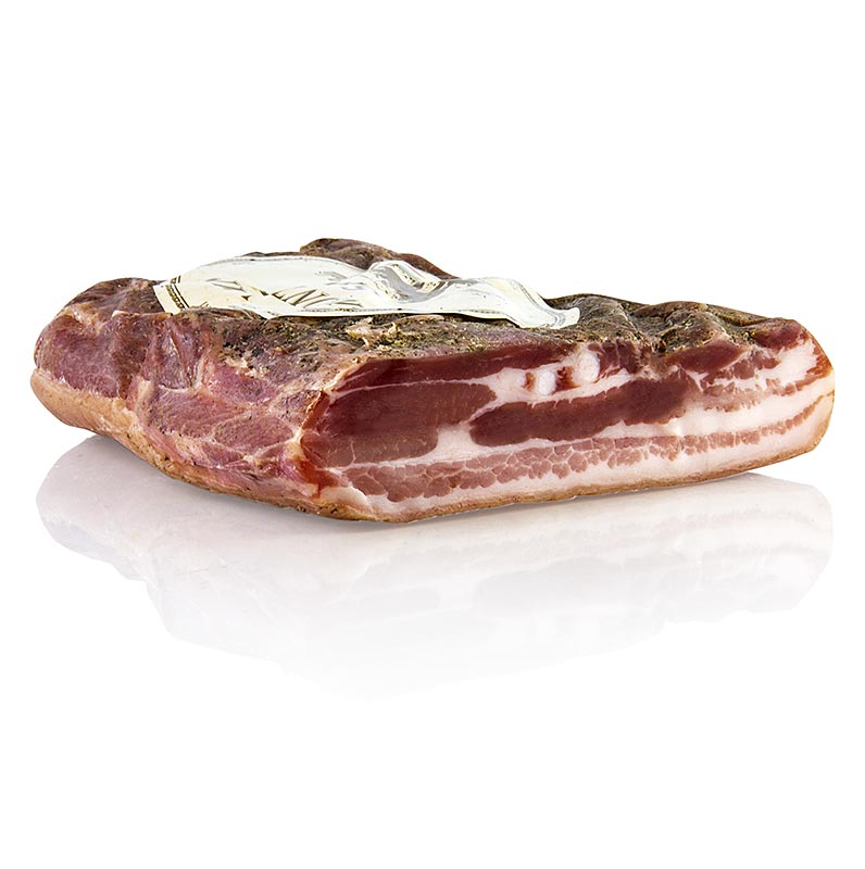 Pancetta - bacon entremeado da Toscana, Montalcino Salumi - aproximadamente 1,6 kg - -