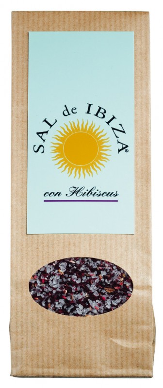 Granito com hibisco, recarga, sal marinho com hibisco, em saco de janela, Sal de Ibiza - 150g - bolsa