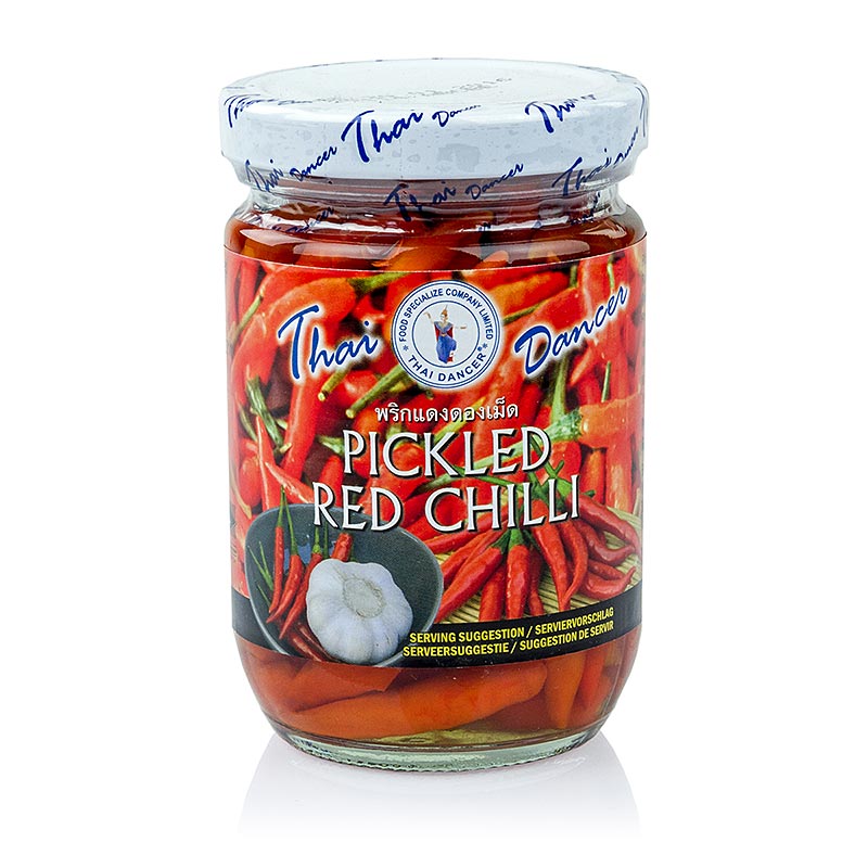 Chilipeppar, rod, liten, inlagd - 200 g - Glas