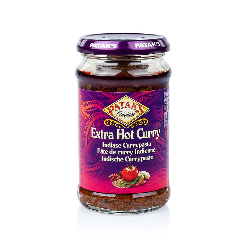 Curry Paste Extra Hot, punainen, mausteinen, Patak - 283 g - Lasi