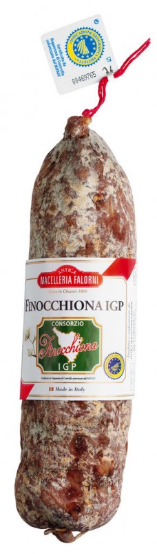 Finocchiona sbriciolona IGP, salami de hinojo, Falorni - aproximadamente 400 gramos - Pedazo