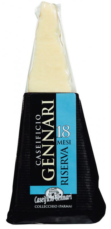 Parmigiano Reggiano DOP 18, queso duro elaborado con leche cruda de vaca, Caseificio Gennari - aproximadamente 350 gramos - Pedazo