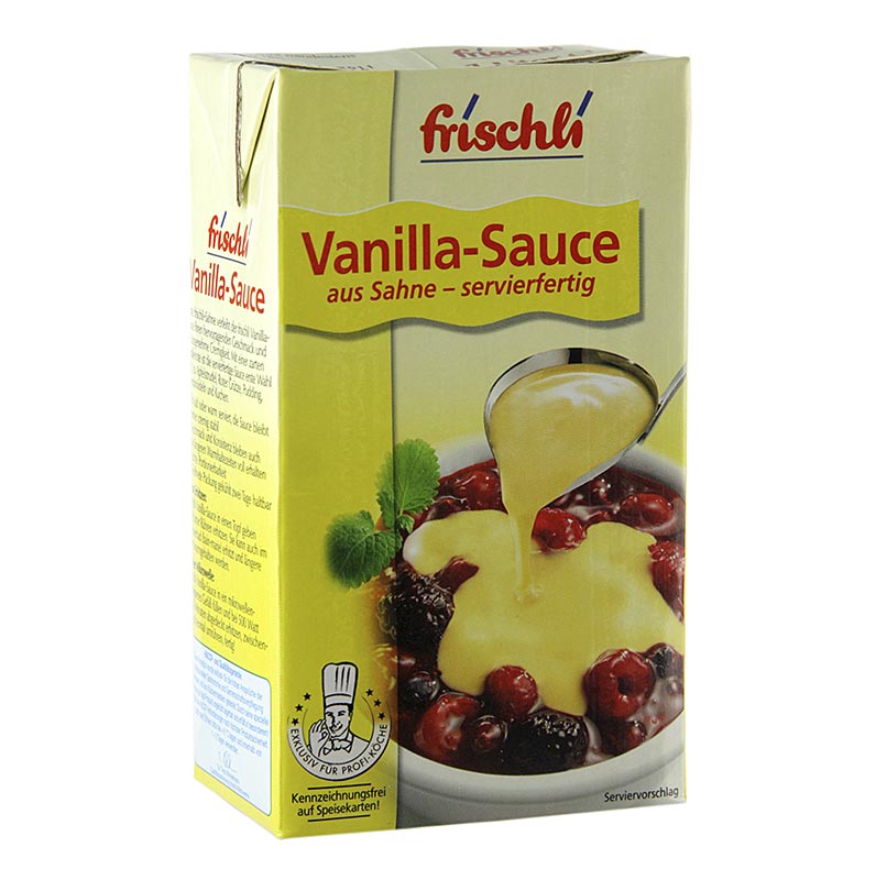 Salsa de vainilla, con sabor a vainilla, se puede utilizar tibia y fria, fresca - 1 litro - paquete tetra