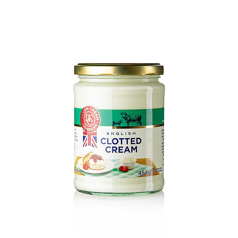 Engelsk clotted cream, fast gradde, 55 % fett - 454g - Glas