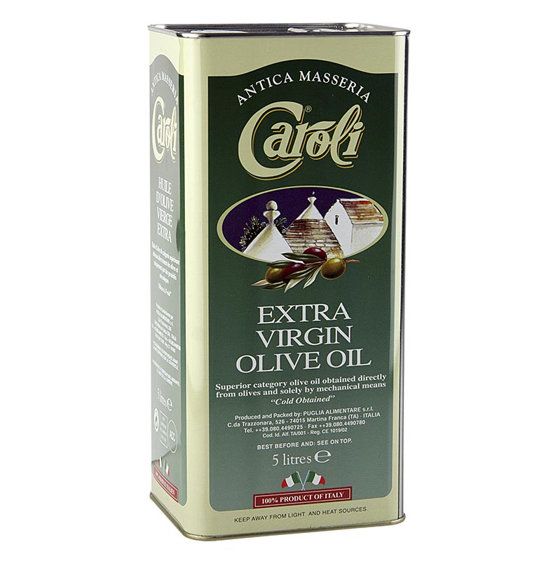 Aceite de oliva virgen extra Caroli Antica Masseria Classico, delicadamente afrutado - 5 litros - frasco