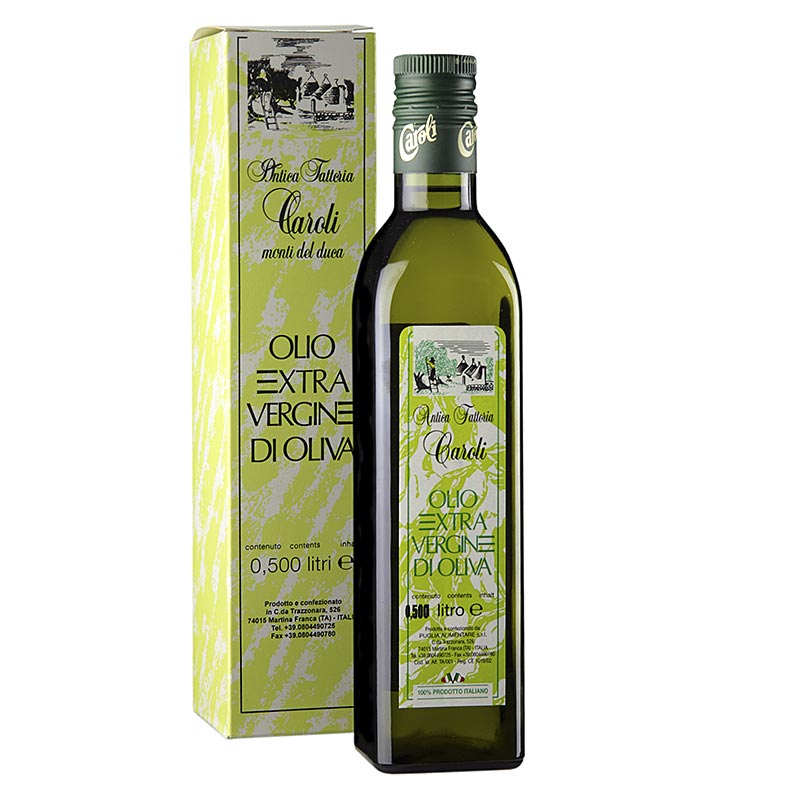 Extra virgin olivenolje, Caroli Antica Fattoria, 1. pressing - 500 ml - Flaske