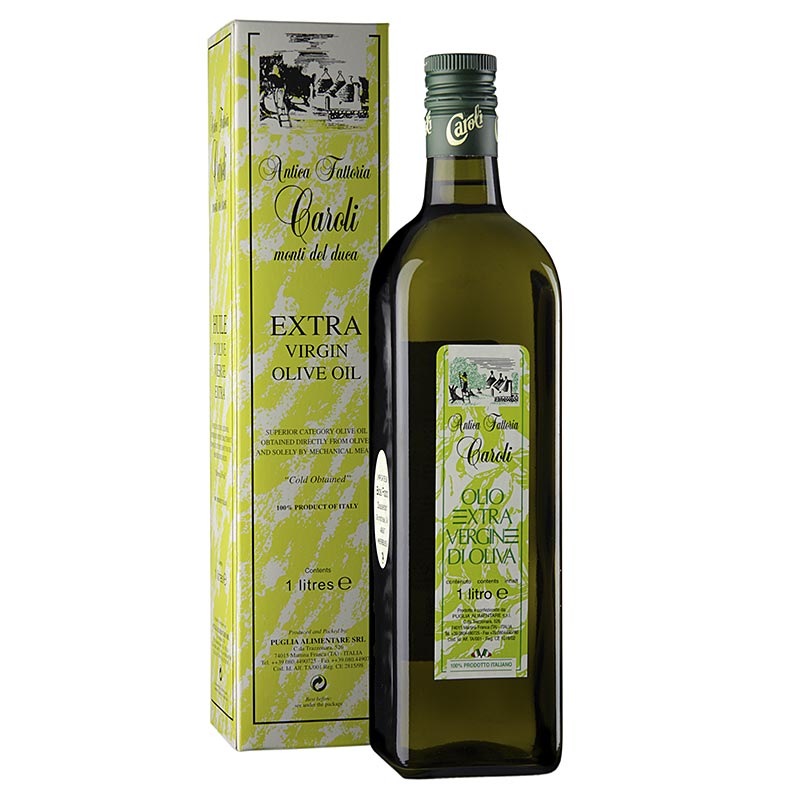 Extra virgin olivenolje, Caroli Antica Fattoria, 1. pressing - 1 liter - Flaske