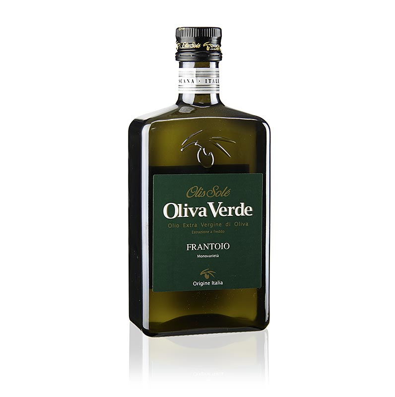 Extra virgin olivenolje, Oliva Verde, 100% Frantoio, Toscana - 500 ml - Flaske