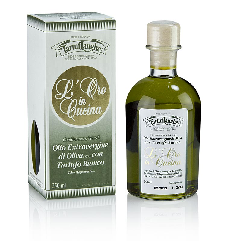 Extra virgin olifuolia L`Oro in Cucina medh hvitum trufflum og ilm, Tartuflanghe - 250ml - Flaska