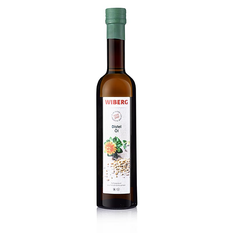 Olio di cardo Wiberg, spremuto a freddo, da semi di cartamo - 500ml - Bottiglia